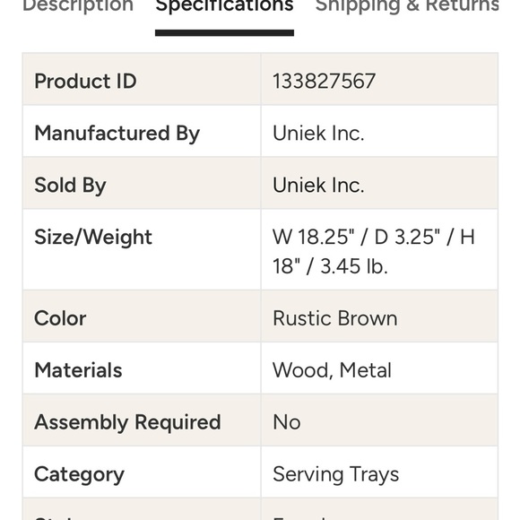 NWB $89 Marmora Wood Round Tray, modern Farmhouse Rustic Brown 18” - Picture 5 of 6